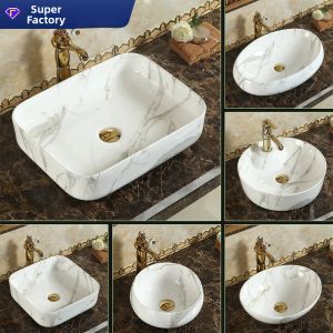 European Ceramic Washbasin Hotel Suitable Small Apartments Colored Artistic Marble