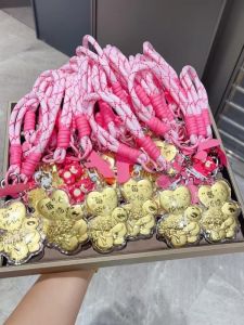 Strawberry Bear Mobile Phone Bag Keychain Jewelry Creative Gift for Best Friend Festive Supplies Metal Material