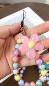 Phone Lanyard Beaded Colorful Flower Anti-lost Mobile Phone Chain Cellphone Strap