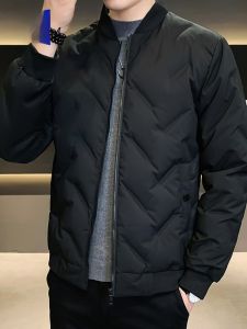 ROMON | Lormen Mens Down Jacket Lightweight Thick Warm Duck Down Baseball Collar Northeast Cold-resistant Short Coat Autumn Winter Style