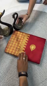 Elegant Maroon Banarasi Lichi Silk Saree with Rich Golden Zari Border | Lightweight Wedding & Party Wear Saree