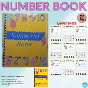 NUMBER BOOK Kids Activity Workbook Worksheet Preschool Kindergarten Toddler Home School | RABAH UP STORE