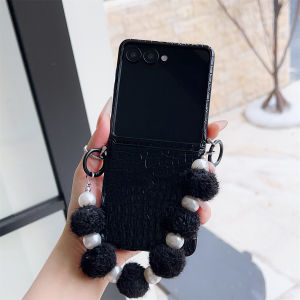 szhaiyu | Crocodile Leather Phone Case for Samsung Galaxy Z Flip 7 6 5 4 3 Cute Wristband with Strap Cover for Samsung Flip6 Flip7 FE