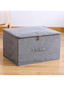 Cotton and Hemp Zipper Foldable Storage Box with Lid Sealable and Moisture-Proof