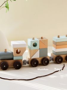 Choco-Ice Cream Wooden Pull-Along Toy Train Building Car