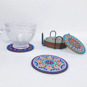 Diamond Art Coaster Mandala with Holder DIY Bookmark Key Chain Diamond Painting Dot Kits Craft Gift