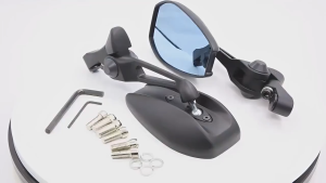 Rear Motorcycle Side Mirror Street King Anti glare Adjustable white Blue Lens Rearview mirror