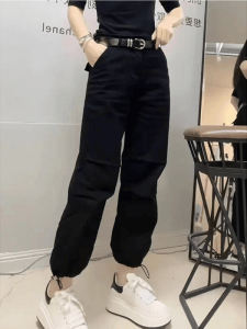 กางเกงยีนส์ทรงหลวมเอวสูงสไตล์เกาหลีสำหรับผู้หญิง ฤดูใบไม้ร่วง 2025 กางเกงขายาวทรงหลวม 9 นิ้ว ทรงเด็กผู้ชาย ทรงลำลอง