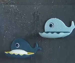 Kệ Đựng Xà Bông Dán Tường Hình Cá Heo Dễ Thương - Có Lỗ Thoát Nước Đọng Tiện Lợi