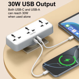 LDNIO PD30W Fast charge rotation without cable strip global travel universal panel UK gauge multi-slot strip