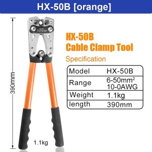 Crimping Pliers 6-50mm²/AWG 10-1/0 Tube Terminal Crimper Hex Crimp Tool Battery Cable Lug Cable Hand Tools HX-50B WOZOBUY