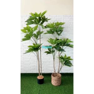 Pohon Plastik Tanaman Artificial Daun Manggis T150 & T170 Latex Cover Pot Eceng Gondok Dekorasi Kantor Pajangan Rumah