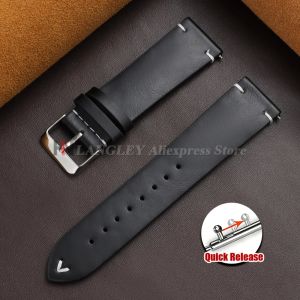 18mm 20mm 22mm Vintage Oil Wax Leather Watch Band Brown Black Cowhide Strap Quick Release Men Women Bracelet Universal Wristband