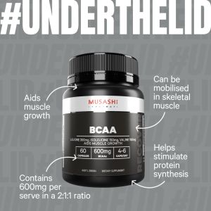 (11.11) Musashi BCAA 60 Capsules มูซาชิ บีซีเอเอ 60 แคปซูล