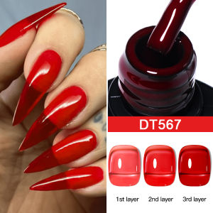 7ml Pink Red Translucent Crystal Jelly Gel Nail Polish Glass Color Varnish Semi Permanent UV LED For Summer Nail Art Manicure