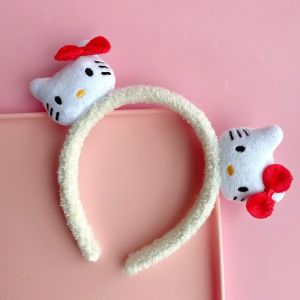 Autumn Winter Dopaamine Rainbow KT Cat Childrens Knitted Dress Long Sleeve Turn-down Collar Furry Girls Dress Korean Style Cotton Dress