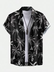 Mens shirts Hawaiian coconut patterned tops new summer fashion mens clothing casual short-sleeved button shirts shirts