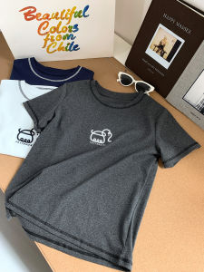 AMILUCK | Retro American Embroidery Round Neck Short Sleeve T-Shirt Women Loose Design Sense Shoulder Short Tops For Autumn 2025