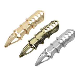 แหวนสไตล์พังก์เรโทรพร้อมหัวแหลมยาวสี่ช่วง แหวนแฟชั่นสำหรับผู้หญิง อุปกรณ์เสริมที่สวมใส่สบายและทนทาน