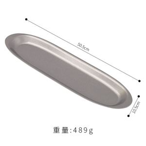 Retro Japanese Style Stainless Steel Long Plate for BBQ Shrimp Paste Meatball Sushi Industrial Style Dining Utensils Dish