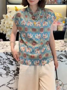 QINGNAER | Unique Printed Short Sleeve Loose Shirt