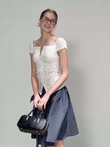 Áo Sơ Mi Nữ Trắng Pháp Ôm Body Cổ V