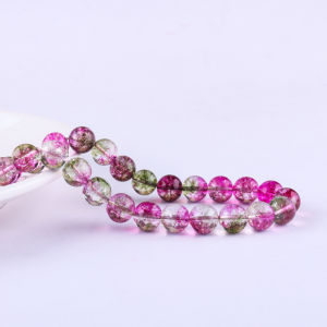 Crystal Red and Green Quartz round Beads Handicraft DIY Material Necklace Minimalist Exquisite Bracelet Jewelry Accessories Color Beaded