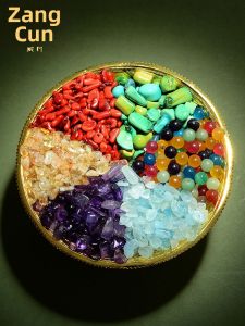 ZANGCUN | Tibetan Mandala Plate with Seven Colored Stones