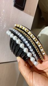 Sirkam Sanggul 10.3cm Import Rambut Modern dengan Aksesoris Mutiara Warna Hitam 7 Taring Pearl Hair Comb