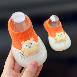 Baby Shoes Summer Breathable Mesh Slip-On Anti-Slip Soft Bottom Crawling Shoes Boys Cartoon Design Protective Footwear