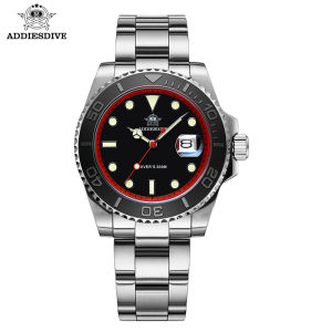 ADDIESDIVE Luxury Mens Diver Steel Watch 200m Waterproof Ceramic Bezel Analog Watch BGW9 Luminous Business Quartz Watch AD2040