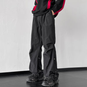 กางเกงทำงานผู้ชาย ทรงหลวม กระดุมข้าง ทรงตรง ทรงหลวม กางเกงขายาวลำลองแห้งเร็ว สีน้ำตาล กางเกงตกปลากลางแจ้ง ฤดูร้อน ไซส์ใหญ่