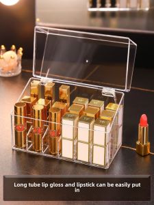 Lipstick Storage Box Dustproof with Cover Lipstick Lip Glaze Acrylic Finishing Rack Storage Rack for Split Storaging Box