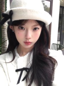 Hepburn Style Woolen Bucket Hat Children Fall and Winter French Retro Debutante Style Bucket Hat Elegant Graceful Socialite Bucket Hat