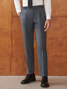 Easy-care Pleated Business Trousers High-waisted