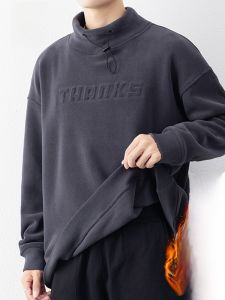 ROMON | Lormen Mens Hoodie Sweatshirt Half High Collar Thickened Long Sleeve Base Shirt Spring Autumn Fashion Casual Loose Fit T-shirt