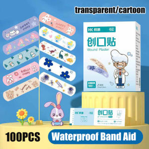 100Pcs/Box Cartoon Waterproof Breathable Bandages Clear Hemostatic Stickers Aid Emergency Kit Wound Plaster Patch