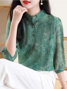 Summer Loose Fit Ladies Shirt Thin Seven Sleeve Cover up Slimming Top New 2025 Fashion Casual Lightweight Womens Blouse