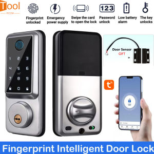 Smart Deadbolt Locks Tuya Wifi Biometric Fingerprint Auto Lock 13.56Mhz IC Card Password Digital Keyless Entry Keypad Electronic Lock