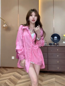 Spring 2025 New Style Loose Long Sleeve Shirt Thin Outerwear Comfortable Air Conditioning Top Fashionable Commute Polo Collar