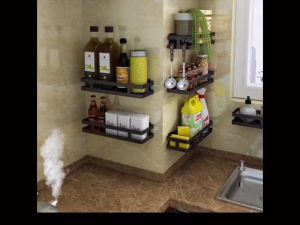 HOMIX Rak Bumbu Rak Bumbu Dapur Dinding Rak Penyimpanan Dapur Rak Dapur Serbaguna Rak Rempah-rempah Bebas Pukulan Rumah