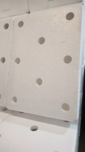 กล่องโฟมกุ้งแบบหนาทรงแบนมือ2  ลังโฟม กล่องเก็บความเย็น กล่องปลูกผักไฮโดร เจาะรูฟรี จุน้ำ 24 ลิตร 10 Kg