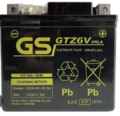 Ắc Quy GS GTZ6V 12V-5AH dùng cho xe :Airblade 125 Vario 125/150 Click 125 Vision đời 2014-2020 SH mode SH Việt Nam