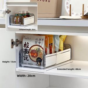 Expandable Kitchen Cabinet Storage Box Home Use Drawer Deep Cabinet Right Angle Storage Basket Desktop Snack Miscellaneous Storage Bin