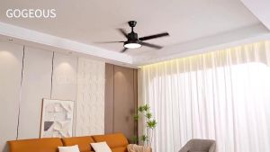 Fan Light LED 48 Inch Vintage Wooden 5 Blade Ceiling Fan with Remote Control 3 Colour Changing Light Adjustable Mute for Bedroom Living Room Kitchen Office Decorative Lighting