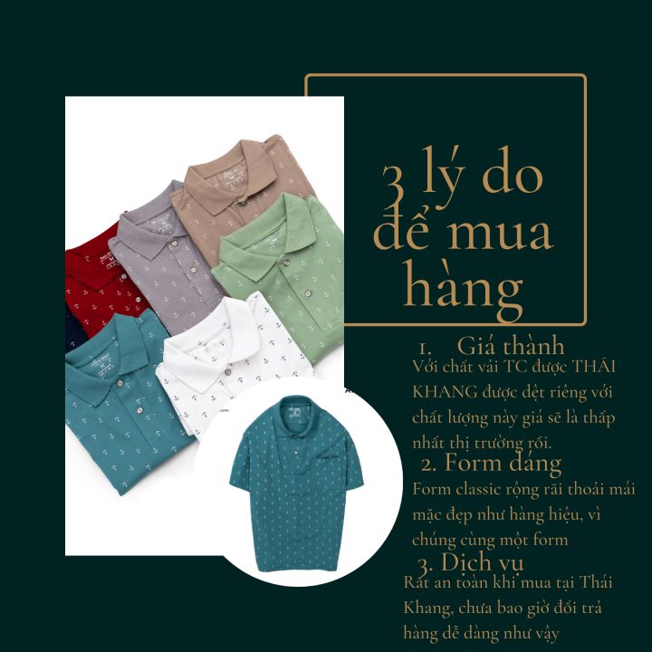 Áo thun nam trung niên họa tiết Thái Khang loại áo polo cho bố vải ...