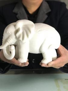 Pair of Stone Carved Elephants Qingstone Absorbent Water Home Decorations Wealth Attracting Natural Hanbai Jade Crafts Miniature Elephants