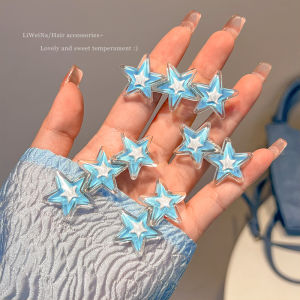 Elegant Blue Star คลิปผมสําหรับผู้หญิงด้านข้าง Bangs Frontal Hairpin Duckbill คลิปอุปกรณ์เสริมผมแฟชั่นฤดูร้อนเครื่องประดับ