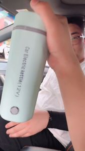 DQRGO [SG Stock] Universal 12V/24V Car Heating Cup 350ML Water Heater Kettle Bottle Coffe Mug Stainless Steel Portable Electric Kettle for Car Double Vacuum Cup Thermos Tumbler Coffee Water Bottle