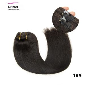 SPIKFN Jet Black 100% Tóc Người Nối Dài Bằng Kẹp 12-24 Inch Remy Full Head 7 Cái/bộ Kết Cấu Thẳng